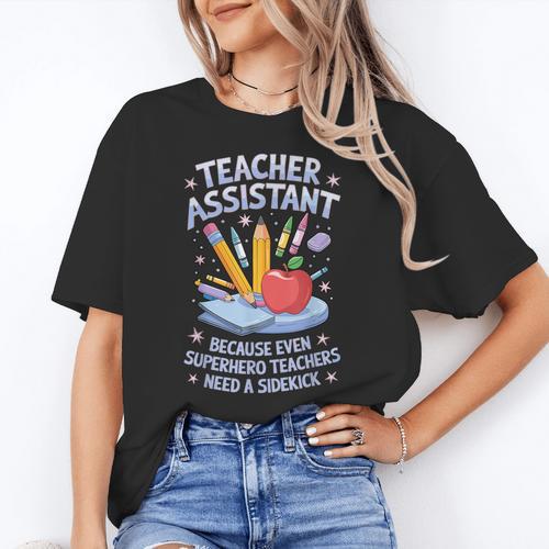 Superhero Sidekick Teaching Teach School Teacher Assistant Women's T-Shirt - teacherstshirts.com DE