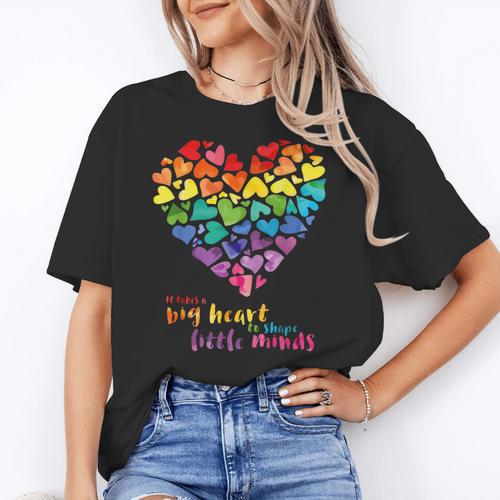 It Takes a Big Heart To Shape Little Minds Teacher Women's T-Shirt - teacherstshirts.com AU