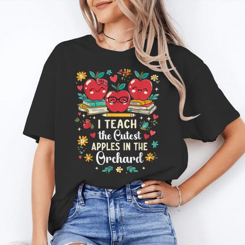 I Teach The Cutest Apples In The Orchard Cute Fall Teacher Women's T-Shirt - teacherstshirts.com CA