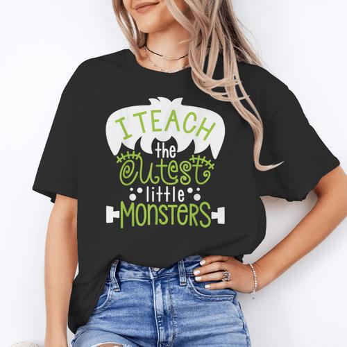 I Teach The Cutest Little Monsters Halloween Teacher Spooky Women's T-Shirt - teacherstshirts.com UK