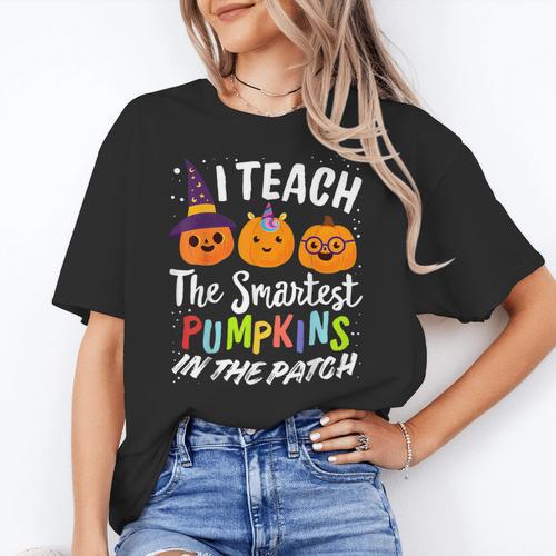 I Teach The Smartest Pumpkins The Patch Teacher Fall Season For Men Women Kids Women's T-Shirt - teacherstshirts.com AU