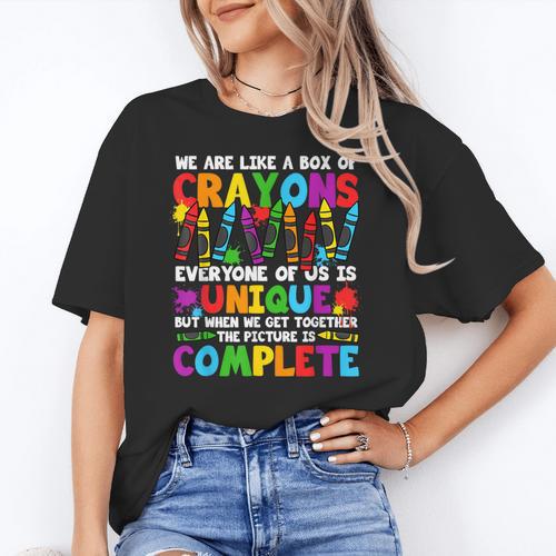 Teacher We Are Like A Box Of Crayons Back To School Women's T-Shirt - teacherstshirts.com UK
