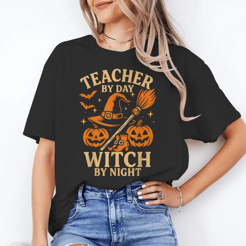 Teacher By Day Witch By Night Halloween Teacher Witch Women's T-Shirt - teacherstshirts.com AU