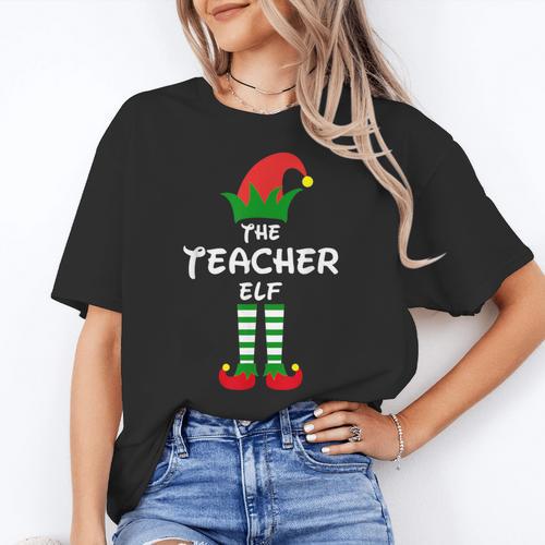 The Teacher Elf Family Matching Group Idea Christmas Women's T-Shirt - teacherstshirts.com AU
