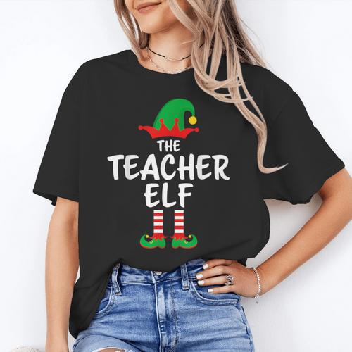 The Teacher Elf Matching Family Christmas Women's T-Shirt - teacherstshirts.com AU