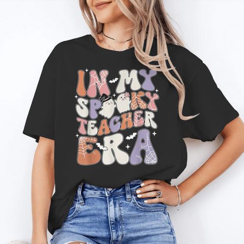 Teacher Halloween In My Spooky Teacher Era Retro Groovy Women's T-Shirt - teacherstshirts.com AU