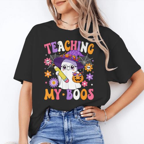 Teaching My Boos Teacher Ghost Teach Halloween Teacher Women's T-Shirt - teacherstshirts.com AU