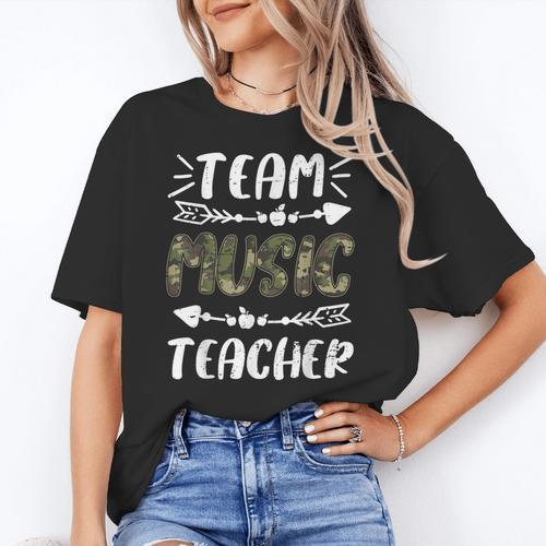 Team Music Teacher Camo Teacher Student Back To School Women's T-Shirt - teacherstshirts.com AU