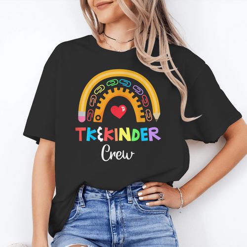 TK And Kinder Crew TK Teacher Transitional Kindergarten PreK Women's T-Shirt - teacherstshirts.com UK