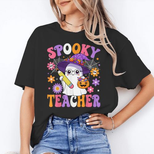 Trick Or Teach Spooky Teacher Ghost Halloween Teacher Women's T-Shirt - teacherstshirts.com AU