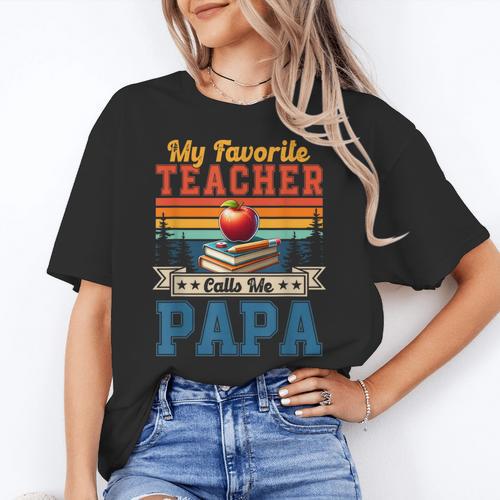 Vintage Retro My Favorite Teacher Calls Me Papa Father's Day Women's T-Shirt - teacherstshirts.com AU