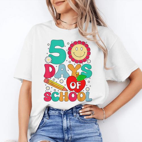 50 Days Of School Teacher Happy 50th Day Of School Kids Women's T-Shirt - teacherstshirts.com AU