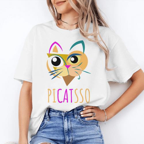 Abstract Cat Art Picatsso Shirt For Art Teachers Women's T-Shirt - teacherstshirts.com