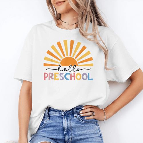 Back To School Hello Preschool For Kids Teacher Women Women's T-Shirt - teacherstshirts.com UK