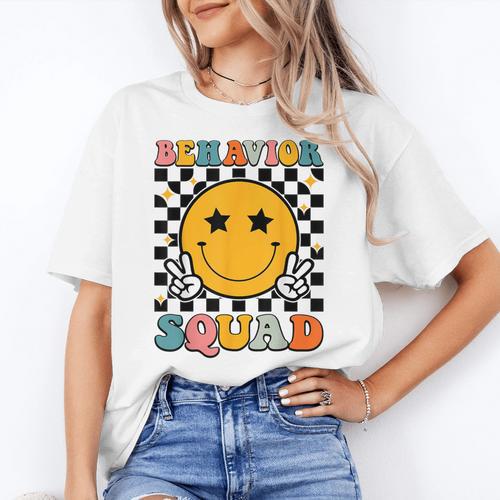 Behavior Squad Specialist Analyst Behavior Teacher Retro Women's T-Shirt - teacherstshirts.com CA