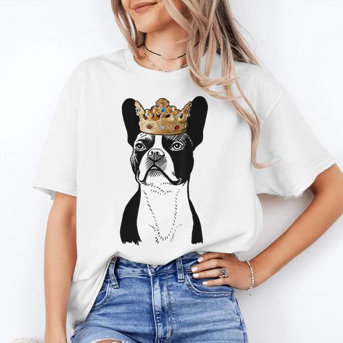 Boston Terrier Dog Wearing Crown For Men Women Girls Kids Women's T-Shirt - Bostonterriersmerch.com