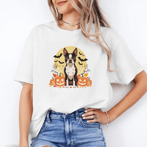 Boston Terrier Halloween Dog Lover Pumpkin Costume Women's T-Shirt - Bostonterriersmerch.com