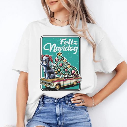 Boston Terrier Merry Christmas Tree Truck Dog X-Mas Women's T-Shirt - Bostonterriersmerch.com