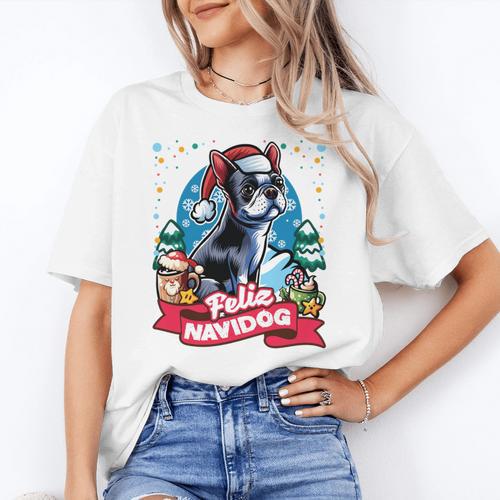 Boston Terrier Santa Claus Coffee Mug Merry Christmas Dogs Women's T-Shirt - Bostonterriersmerch.com