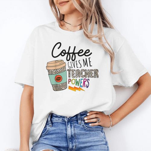Coffee Gives Me Teacher Power Teacher Elementary Women Women's T-Shirt - teacherstshirts.com