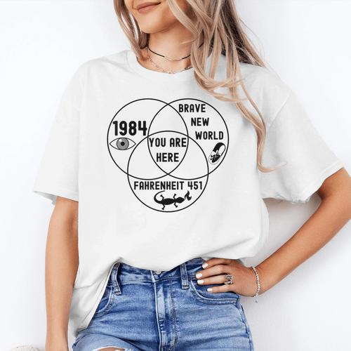 You Are Here Dystopian Venn Diagram English Teacher Bk Women's T-Shirt - teacherstshirts.com AU
