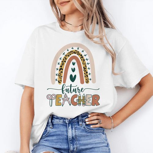 Future Teacher Boho Rainbow Leopard New Grad Student Women's T-Shirt - teacherstshirts.com DE