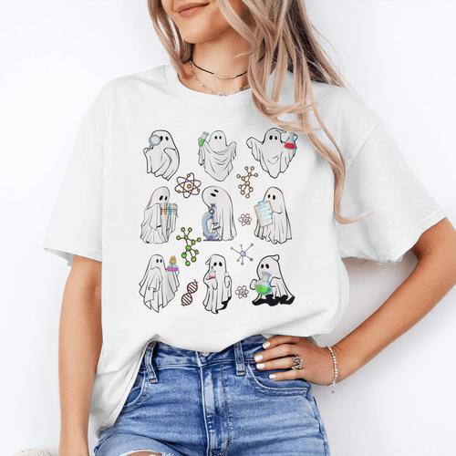 Ghost Science Teacher Chemistry Laboratory Halloween Costume Women's T-Shirt - teacherstshirts.com AU