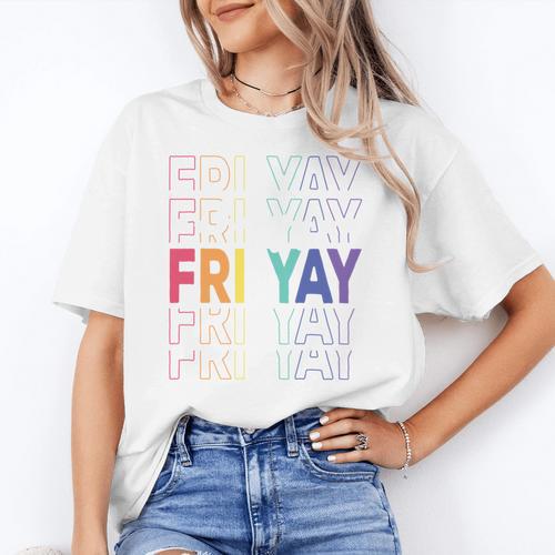 Happy Fri Yay Teacher Friday Saying Women's T-Shirt - teacherstshirts.com