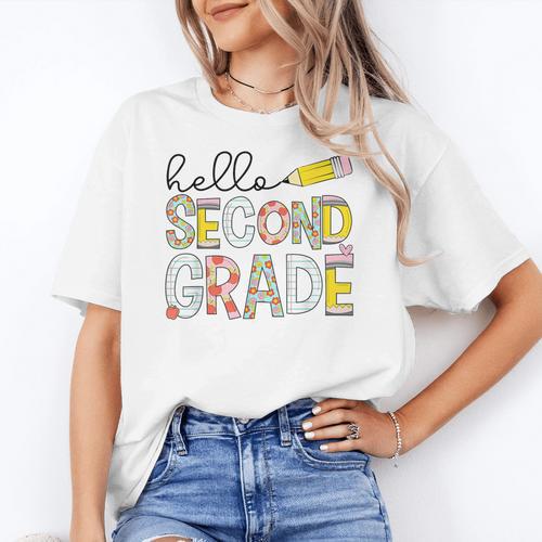 Hello Second Grade Team 2nd Grade Back To School Teacher Kid Women's T-Shirt - teacherstshirts.com