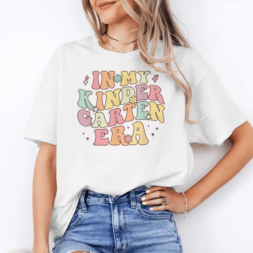 In My Kindergarten Era Retro Back To School Teacher Student Women's T-Shirt - teacherstshirts.com