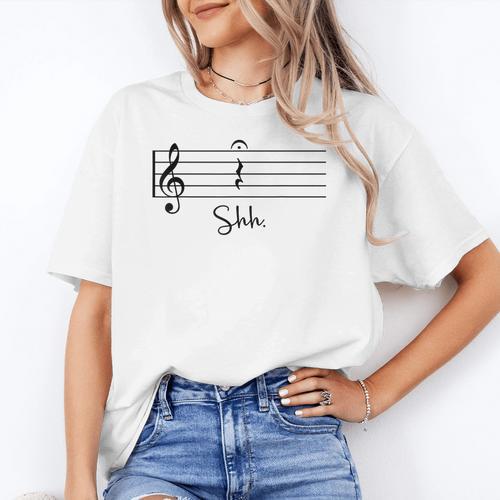 Music Notes Shirt Shh Quarter Fermata Teacher Women's T-Shirt - teacherstshirts.com