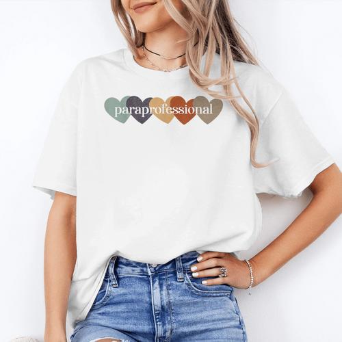 Paraprofessional Teacher Hearts Back To School Teach Rainbow Men Women Kids Women's T-Shirt - teacherstshirts.com