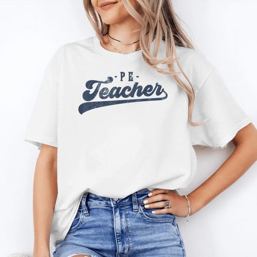 PE Teacher Cute Vintage Graphic Physical Education Teacher Women's T-Shirt - teacherstshirts.com