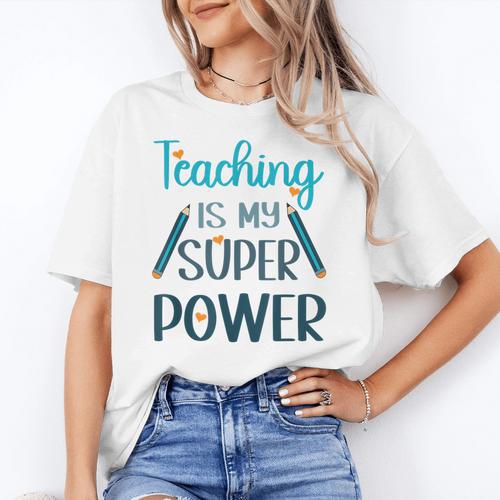 Retro Groovy Teaching Is My Super Power Teacher's Present Men Women Women's T-Shirt - teacherstshirts.com AU