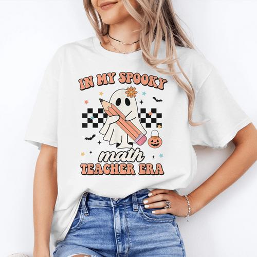 In My Spooky Math Teacher Era Groovy Retro Halloween Costume For Men Women Women's T-Shirt - teacherstshirts.com UK