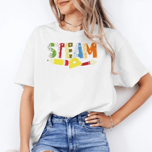 Steam Teacher Science Tech Engineering Arts Maker Women's T-Shirt - teacherstshirts.com DE