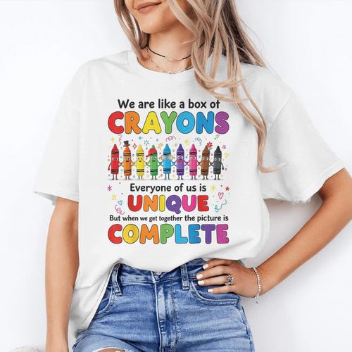 Teacher We Are Like a Box Of Crayons Back To School Women's T-Shirt - teacherstshirts.com UK