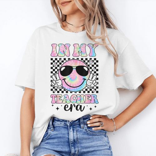 In My Teacher Era Groovy Tie Dye Back To School Cute Teacher Women's T-Shirt - teacherstshirts.com UK