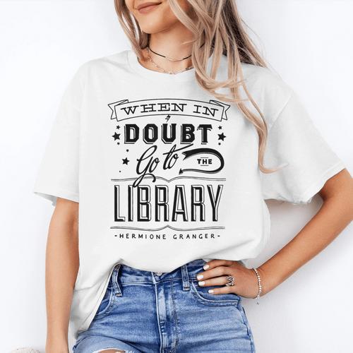 When In Doubt Go To The Library Teacher Vintage Book Lovers Women's T-Shirt - teacherstshirts.com AU
