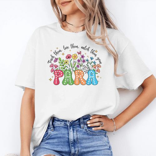 Wildflower Para Floral Paraprofessional Paraeducator Teacher Women's T-Shirt - teacherstshirts.com