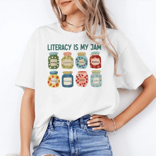 Women Literacy Is My Jam Literacy Teacher Reading Teacher Women's T-Shirt - teacherstshirts.com