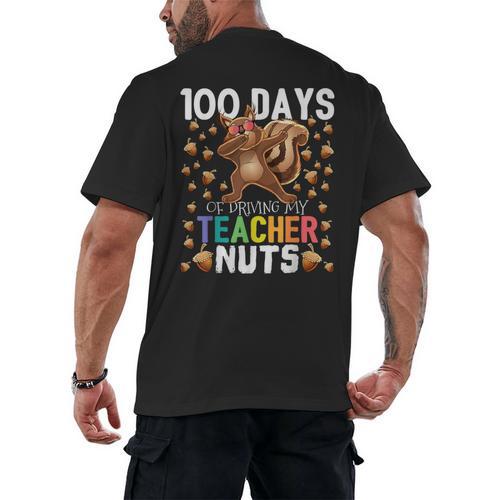 100 Days Of Driving My Teacher Nuts Dabbing Squirrel School Men's Back Print T-Shirt - teacherstshirts.com UK