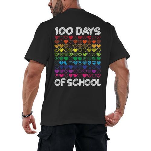 100 Days Of School Heart Love Teacher Or Student 100th Day Men's Back Print T-Shirt - teacherstshirts.com
