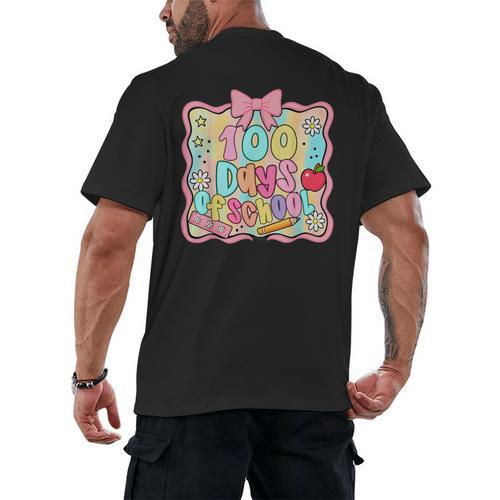 100 Days Of School Preppy 100th Day Of School Teacher Kids Men's Back Print T-Shirt - teacherstshirts.com CA