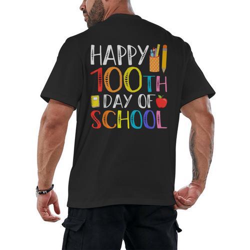 100 Days Of School Teacher And Student Men's Back Print T-Shirt - teacherstshirts.com