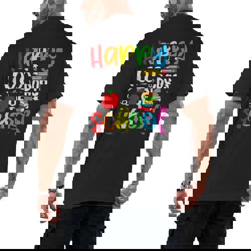 100th Day Of School Teachers Kids Girls Child Happy 100 Days Men&#x27;s Back Print T-Shirt - teacherstshirts.com