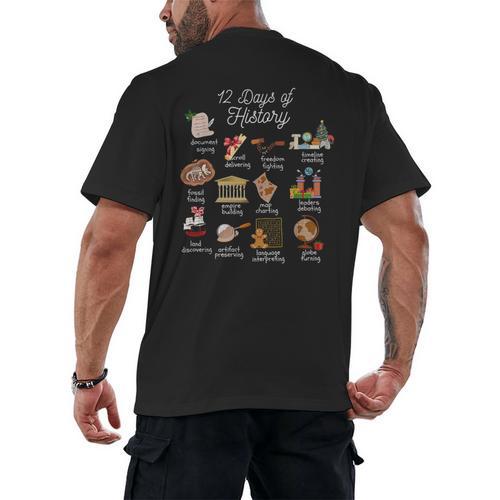 12 Day Of History Teacher Christmas Social Studies Student Men's Back Print T-Shirt - teacherstshirts.com AU