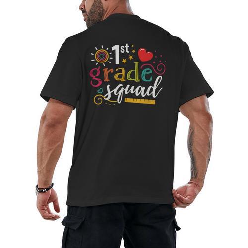 1st First Grade Squad Student Teacher Back To School Men's Back Print T-Shirt - teacherstshirts.com