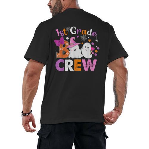 1st Grade Boo Crew First Grade Halloween Costume Teacher Kid Men's Back Print T-Shirt - teacherstshirts.com DE