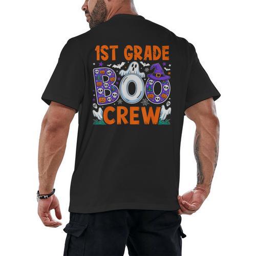 1st Grade Boo Crew First Grade Teacher Kids Happy Halloween Men's Back Print T-Shirt - teacherstshirts.com AU